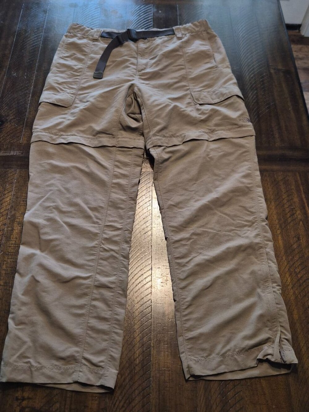 The North Face Mens Cargo Pants Sz XL Brown Convertible Hiking Belted Nylon G930